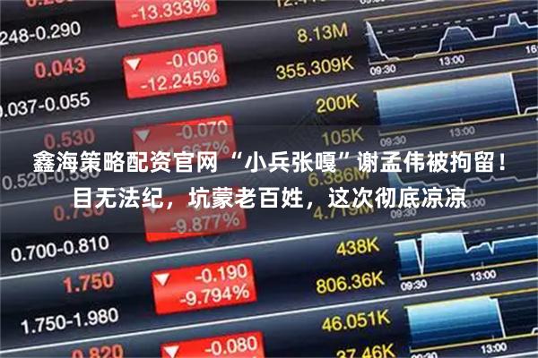 鑫海策略配资官网 “小兵张嘎”谢孟伟被拘留！目无法纪，坑蒙老百姓，这次彻底凉凉