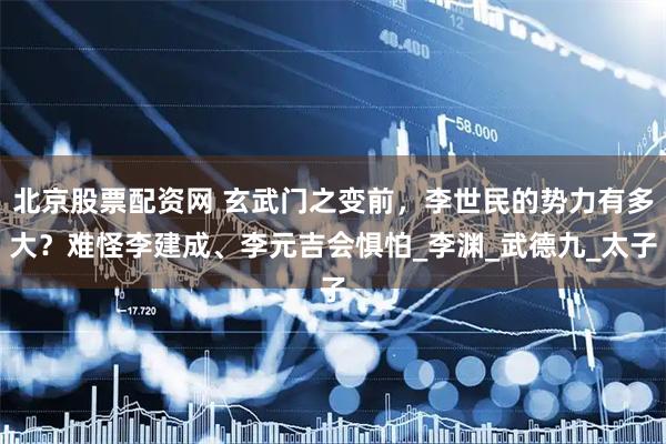 北京股票配资网 玄武门之变前，李世民的势力有多大？难怪李建成、李元吉会惧怕_李渊_武德九_太子