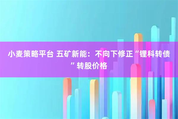 小麦策略平台 五矿新能：不向下修正“锂科转债”转股价格